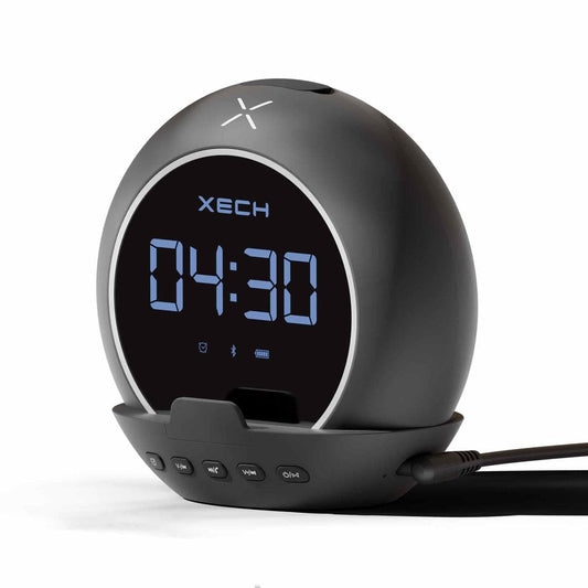 XECH Ellipse Bluetooth Speaker with LED Clock, Alarm, Phone Holder & Pen Stand – Black